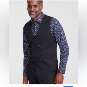 Tayion Dark Blue classic fit Double-Breasted SZ MED Solid Suit Separate Vest NWT
